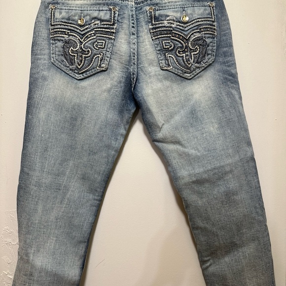 Rock Revival Denim - Women's Rock Revival "Ferry" Skinny Ankle Embroidered Blue Jeans Size 31